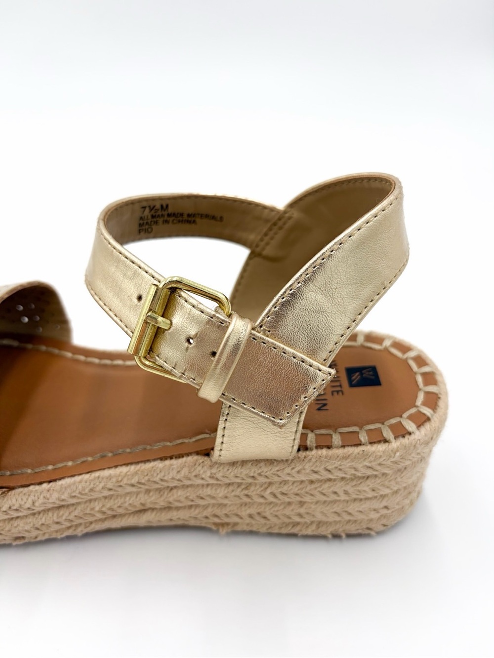 Women’s White Mountain Metallic Gold Espadrille Platform Sandals Size 7.5 - Picture 6 of 13